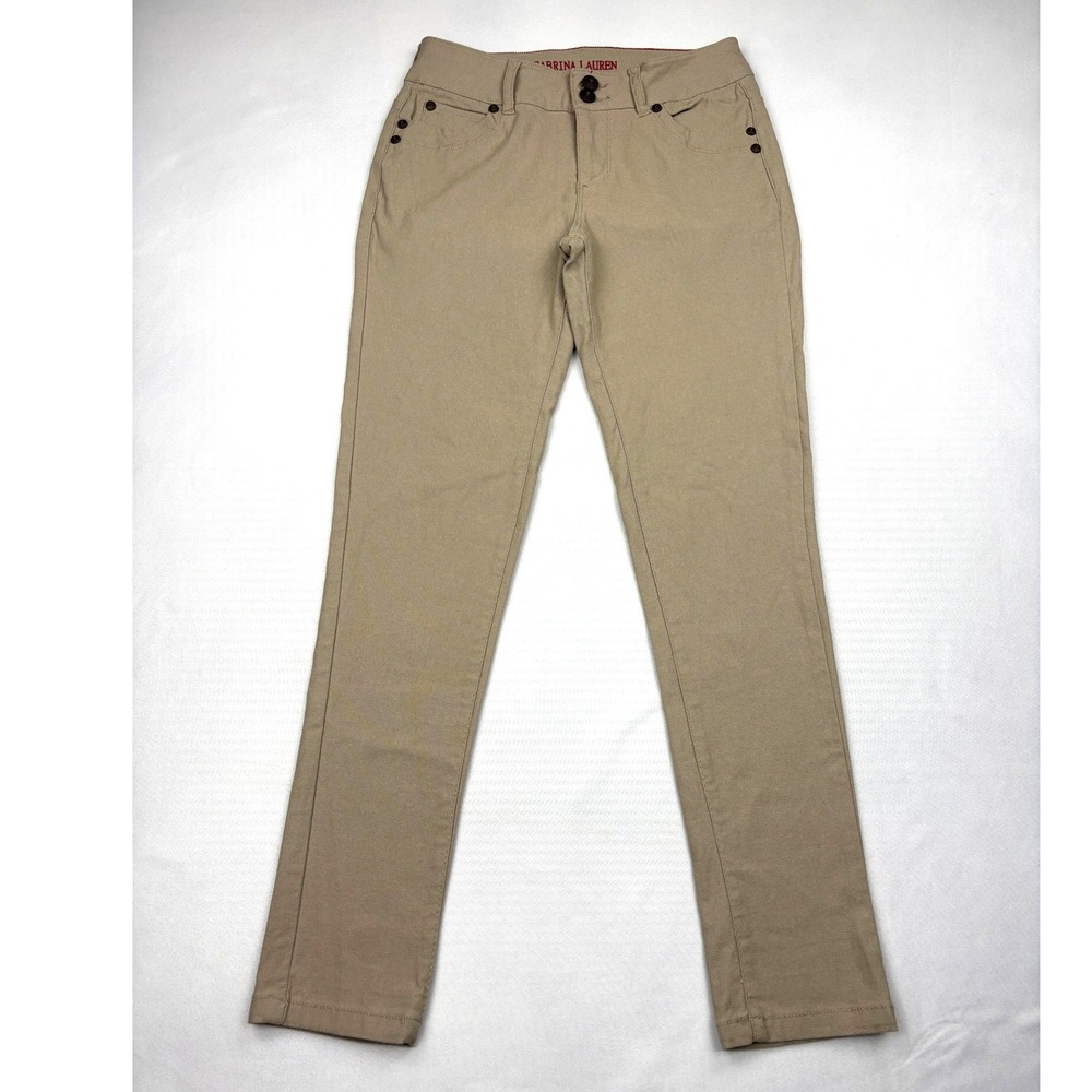 Sabrina Lauren Womens Khaki Tan Slim Leg Stretch Trousers Pants Size 8